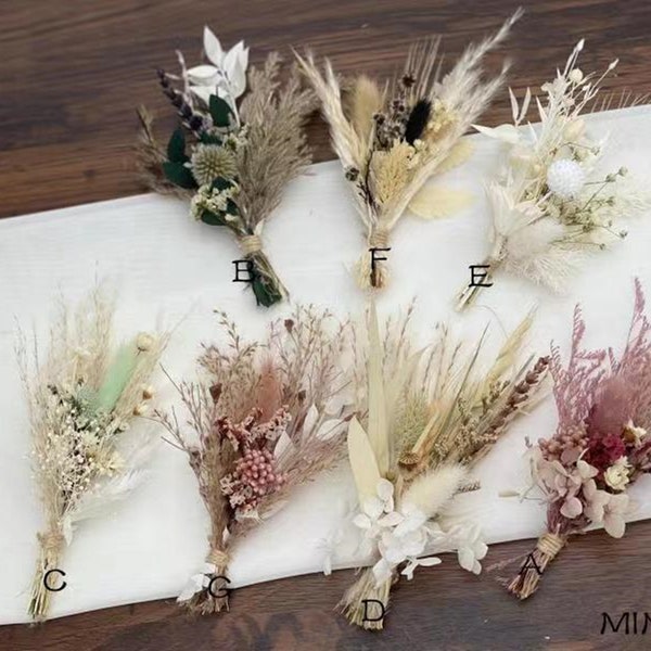 Mini Dried flower bouquet | small milk bottle arrangement | table decoration | letterbox gift | pampas | Boutonniere| BOHO cake flowers