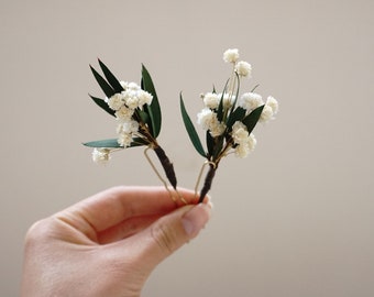 Terrakotta, Greenery Eukalyptus Hochzeit getrocknete Blume Haarnadeln, Boho Braut Haarschmuck