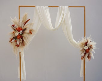 Arch arrangement/ Burnt orange / Backdrop arrangement - Boho wedding |Wedding arch flowers/Pampas arch arrangemen