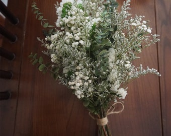 Natural dried  Real baby's breath bouquet, Eucalyptus bridal bouquet, Wedding Bouquet