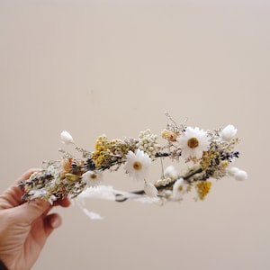 Real Dried Wildflower Half Crown / Meadow Flower Half Crown / Daisies Dried Flowers Crown / Dried Wedding Crown