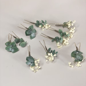 Épingle à cheveux gypsophile avec feuille d'eucalyptus Épingles à cheveux de mariée eucalyptus Accessoires pour cheveux de demoiselle d'honneur pour demoiselle d'honneur image 6