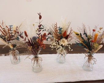 Mini bouquet floral séché, mini fleur séchée dans un vase, cadeau de vacances, arrangement de vase, centres de table de mariage, fleurs DIY