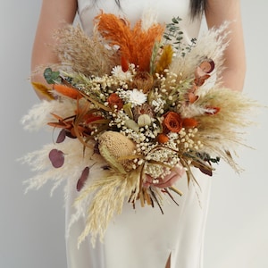 Boho Rust Terracotta Wedding Bouquet, Terracotta Bridesmaid bouquet, Boho Terracotta Bridal Bouquet, Fall wedding bridal bouquet