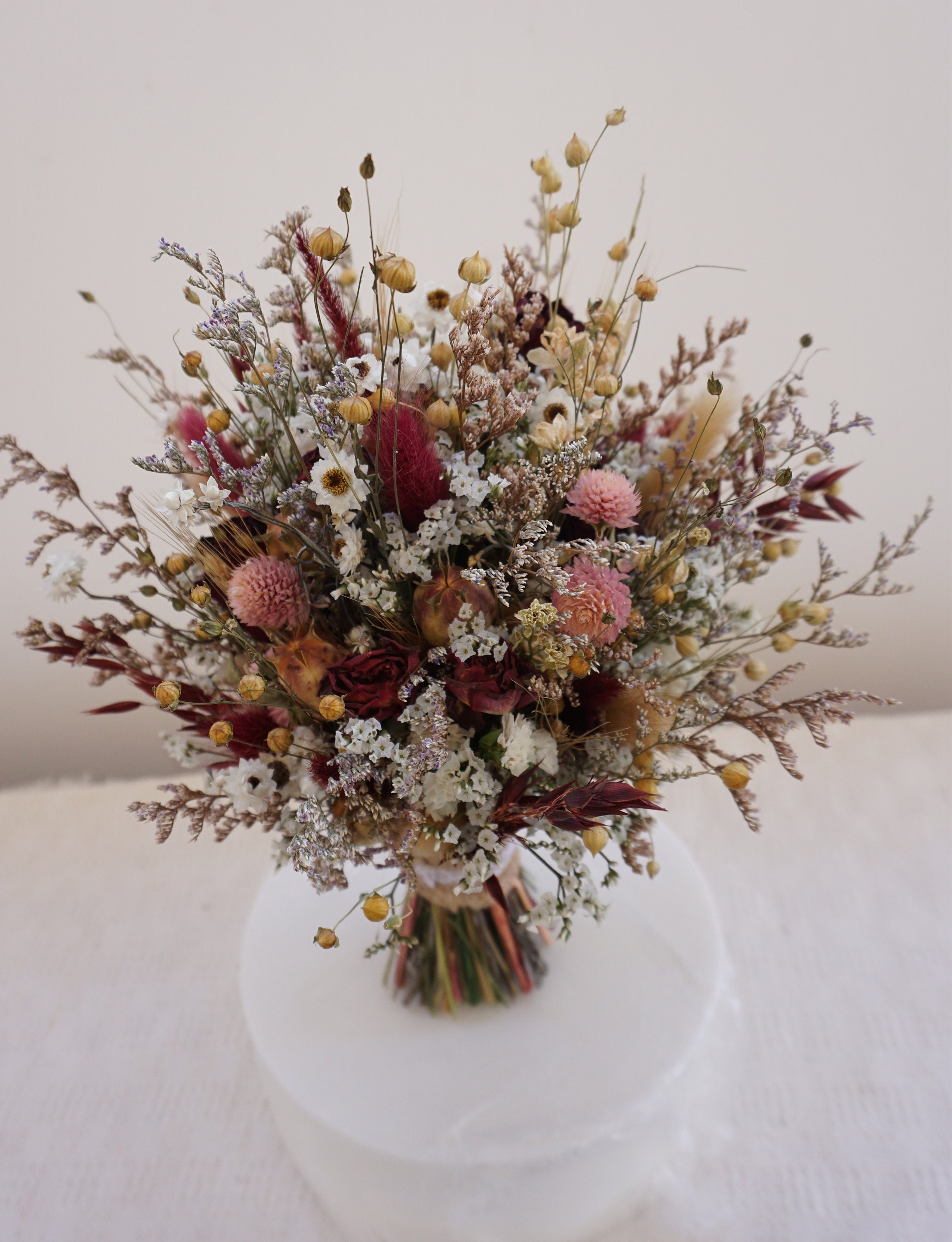 Neutral Rust tone Bridal Bouquet / Bride and Bridesmaid bouquet / Wildflowers Grass Dried bouquet