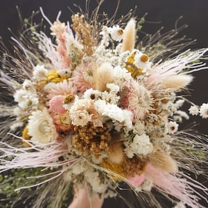 Pfirsich Traum rosa Trockenblumen Bouquet Konservenblumen Strauß Hochzeit Brautstrauß Wildblumen Trockenstrauß