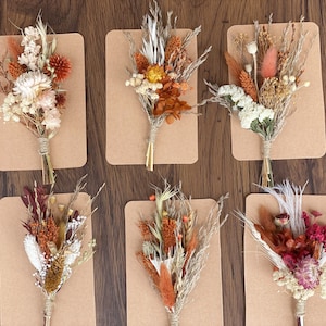 Rust, Terracotta  Set Mini Dried Flower Bouquets with Card | Small Bottle Arrangements | Table Decorations | Letter Box Gifts