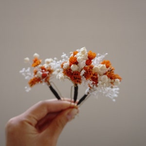 Terracotta Wedding Dried flower hair pins, Baby&#39;s Breath Bridal Hair Pin,  Bridal Hair Accessories, Dried Flower Hair Pins