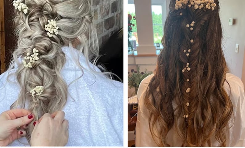 5 24 pezzi Forcina per capelli Respiro del bambino, Forcina per capelli Gypsophila, Forcina per capelli da sposa Respiro del bambino, Accessori per capelli da sposa, Forcine per capelli con fiori secchi immagine 3