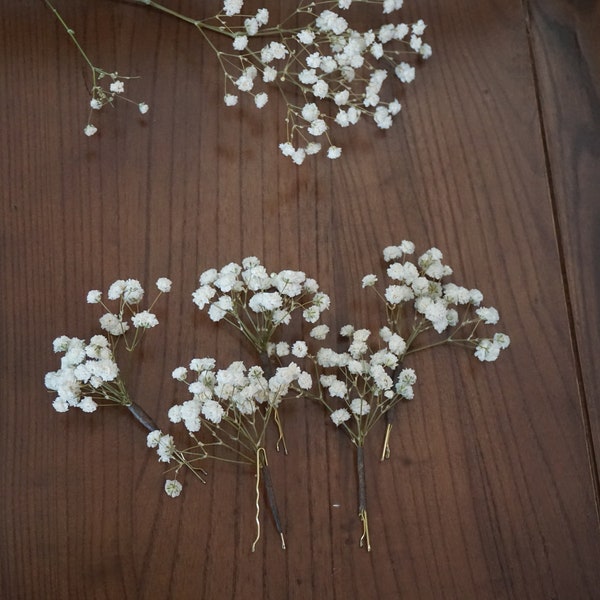 5 -24 piezas Pasador de pelo de aliento de bebé, Pasador de pelo de Gypsophila, Pasador de pelo nupcial de aliento de bebé, Accesorios para el cabello de novia, Pasadores de pelo de flores secas