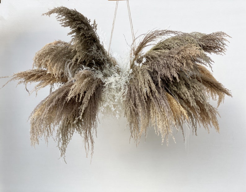 Large Chandelier Pampas Grass and Palm Wall Decor Wedding Etsy