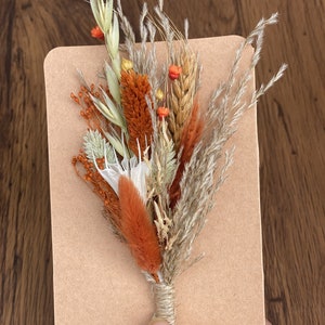 Rust, Terracotta Set Mini Dried Flower Bouquets with Card Small Bottle Arrangements Table Decorations Letter Box Gifts B