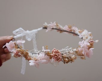 Dusty pink flower crown, hydrangea flower crown,  dusty pink Wedding crown, flower bridal crown，Flower Girl Crown,Newborn Crown