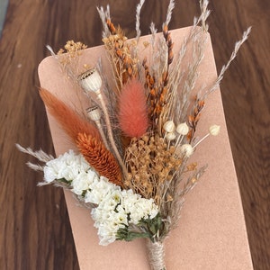 Rust, Terracotta Set Mini Dried Flower Bouquets with Card Small Bottle Arrangements Table Decorations Letter Box Gifts E