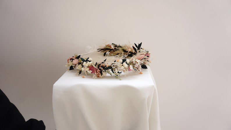 Bordeaux Flower Crown Dried flower Crown Wedding flower crown Boho flower crown Eucalyptus image 5