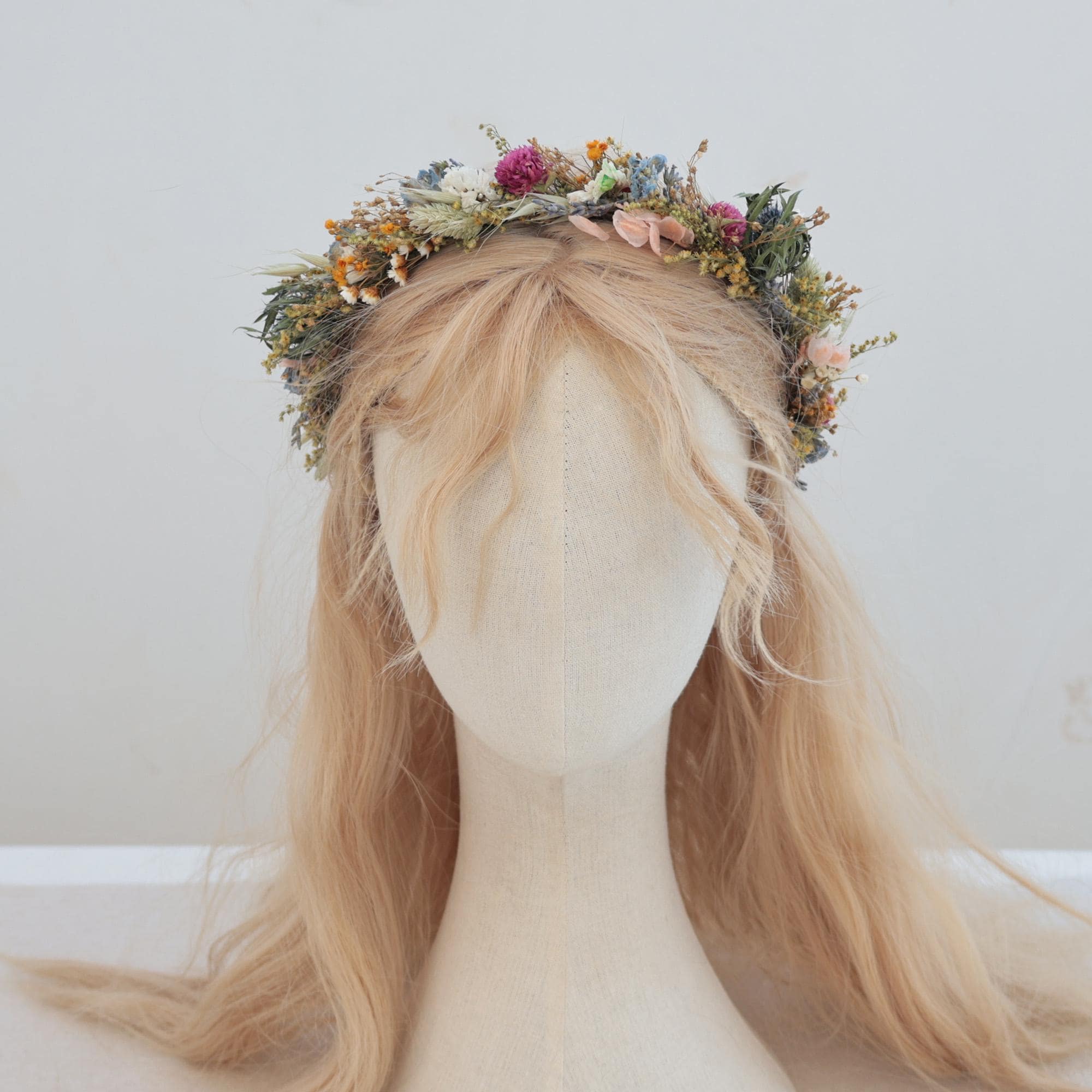 Buy Dried Flower Crown Halo Wreath - Dried Naturals - Mustard
