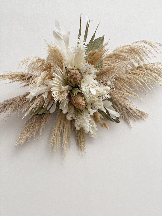 Boho Pampas Grass and Palm Wedding Arch Arrangement Brown Etsy