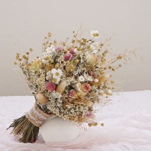 Neutral bridal bouquet, natural dried flower wedding bouquet, autumn wedding decoration, bridesmaid bouquet