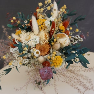 Neutraler Rost-Ton Brautstrauß Eukalyptus Greenery Bouquet Braut und Brautjungfer Bouquet Wildblumen Gras Getrocknete Bouque