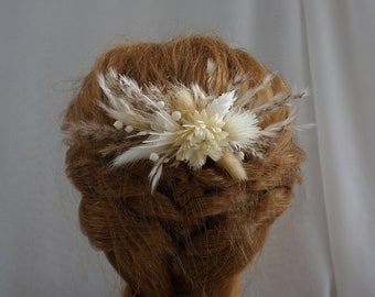 Neutral Pampas Gress  Dried Flower Hair Comb