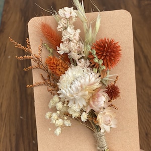 Rust, Terracotta Set Mini Dried Flower Bouquets with Card Small Bottle Arrangements Table Decorations Letter Box Gifts F