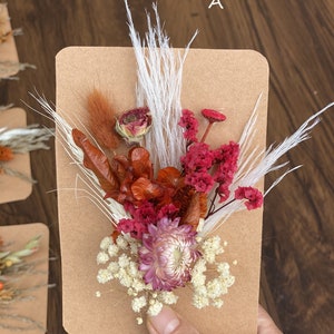 Rust, Terracotta Set Mini Dried Flower Bouquets with Card Small Bottle Arrangements Table Decorations Letter Box Gifts A