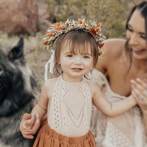 Dried Baby's Breath Bridal Crown/Gypsophila Wreaths for Hair/Pink Bunny Tail/ Bridesmaid Headband/Headpieces for Girls image 9