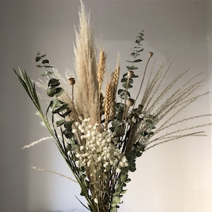 Trockenblumenstrauß, Pampasfächerstrauß, Trockenblumengesteck, Wohndekoration, Strohblumenstrauß BS05
