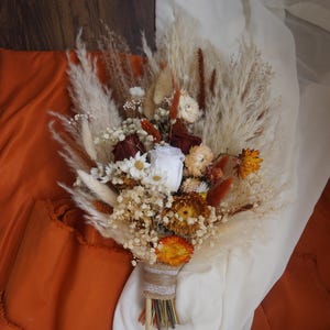 Wildblumen Brautstrauß Gebrannte Orange / Festival Wiesenstrauß / Brautstrauß Creme / Schleierkraut Bouquet Konservenblumen