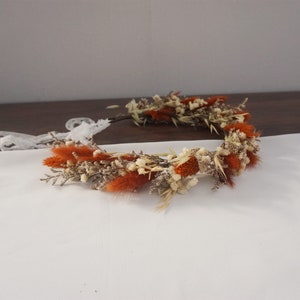 Dried Baby's Breath Bridal Crown/Gypsophila Wreaths for Hair/Pink Bunny Tail/ Bridesmaid Headband/Headpieces for Girls Burnt Orange