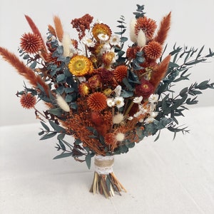 Boho burnt orange dried flower bouquet, Burnt Orange wedding flowers, Rust orange floral bridal bouquet, Rustic Dried flower Wedding bouquet