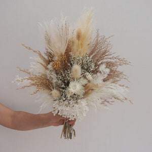 Neutral Rust tone Bridal Bouquet / Eucalyptus Greenery bouquet for Wedding / Bride and Bridesmaid bouquet / Wildflowers Grass Dried bouquet