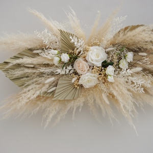 Pampas Grass Artificial Flower Champagne/Beige/White Rose Roses Wedding Arch, Table Decor, Arch Backdrop, Boho Wedding Deco