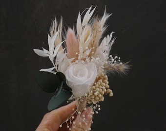 Roses Eucalyptus Hair Comb  Preserved Dried Flower Boutonniere