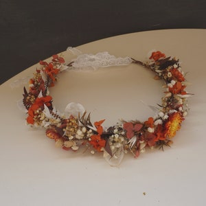 Burnt Orange Dried Flower Crown, Wedding Hair Accessory, Bridesmaid Flower Gift, Rustic&Boho Hair Wreath, Girl Child Crown, Engagement Crown