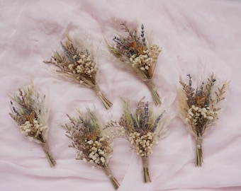 Mini Trockenblumen Set/Boho Hochzeitsstrauß/Lavendel Trockenblumenstrauß/Kleine Vase Blumenarrangement