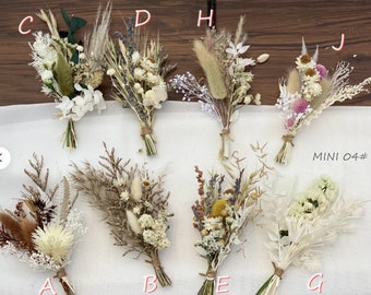 Mini bouquet de fleurs séchées | arrangement de petites bouteilles de lait | décoration de table | cadeau boîte aux lettres | pampa | Boutonnière| Fleurs de gâteau BOHO