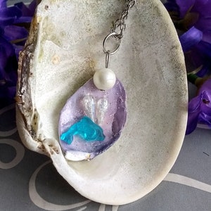 Mermaid necklace, Sea shell necklace, Ariel necklace, ocean necklace, dolphin necklace, beach necklace, purple shell, gift for her, fantasy