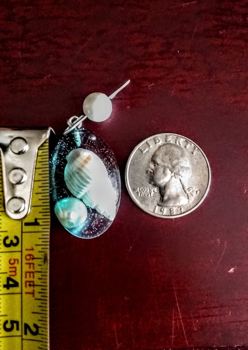 fairy necklace sea shell blue pendant resin plastic ocean sea theme water pendant gift for her Ocean necklace mermaid necklace