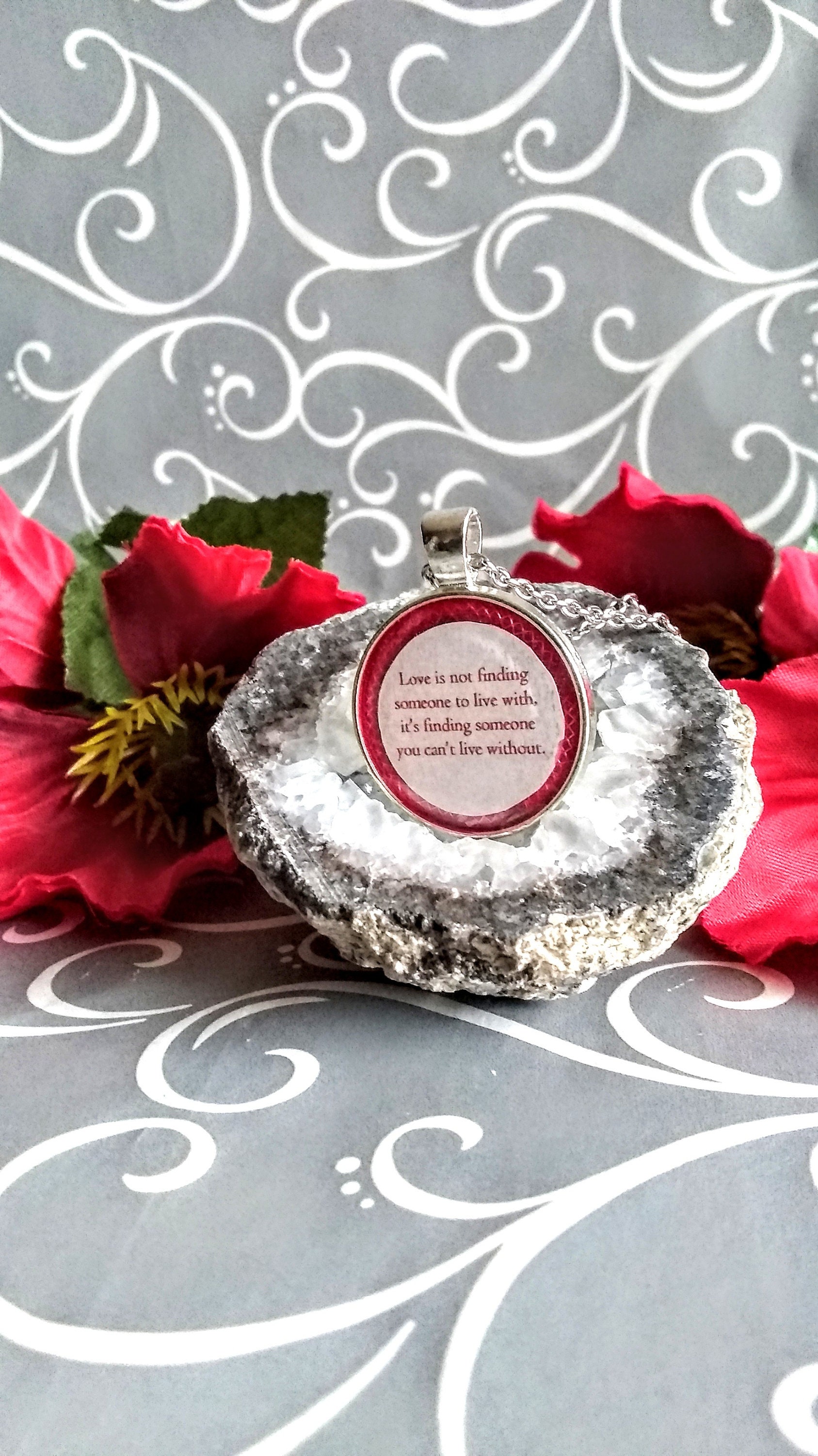 Love quote necklace Valentine's day necklace red | Etsy