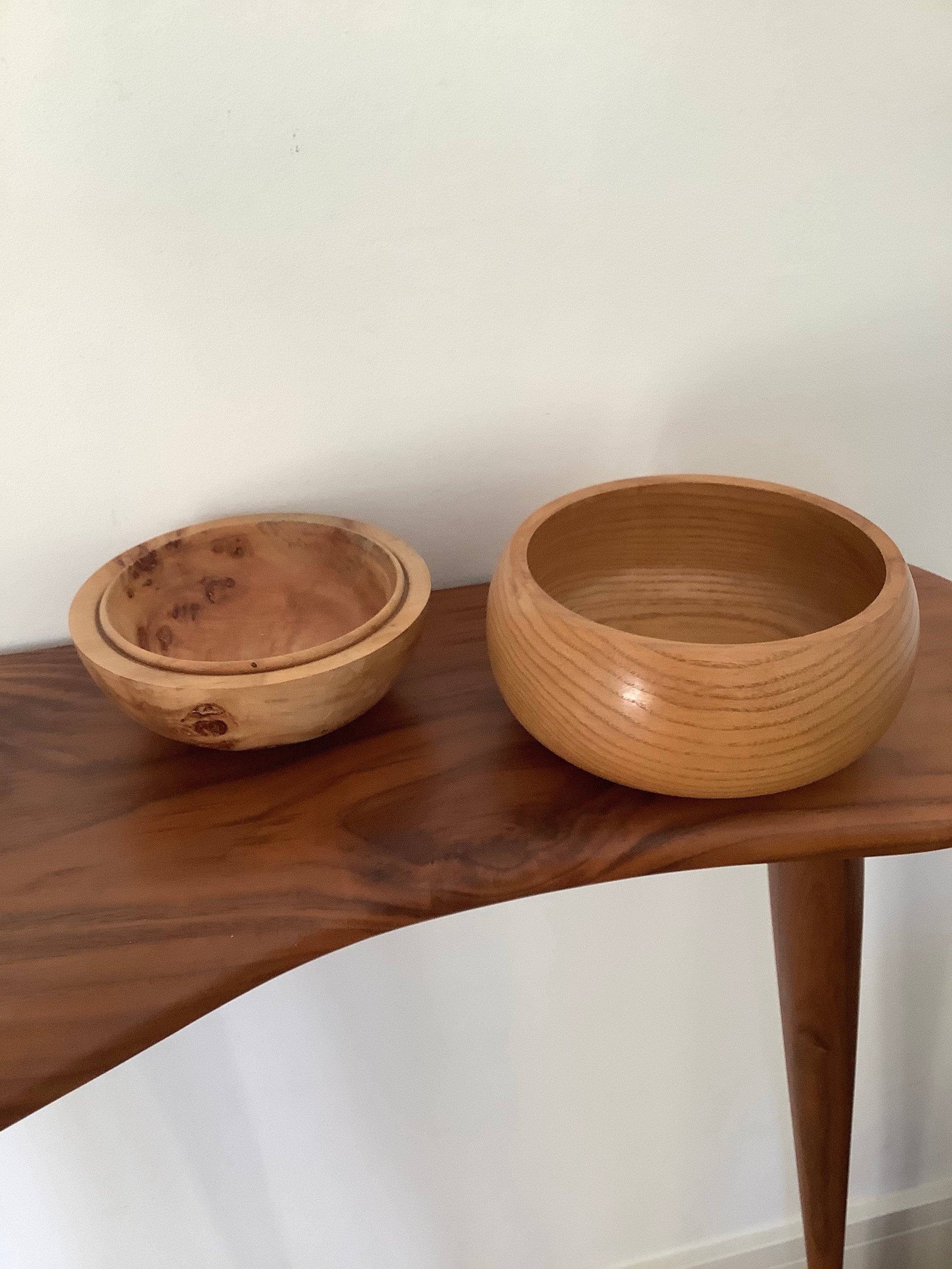 Vintage hand turned wooden bowls Etsy