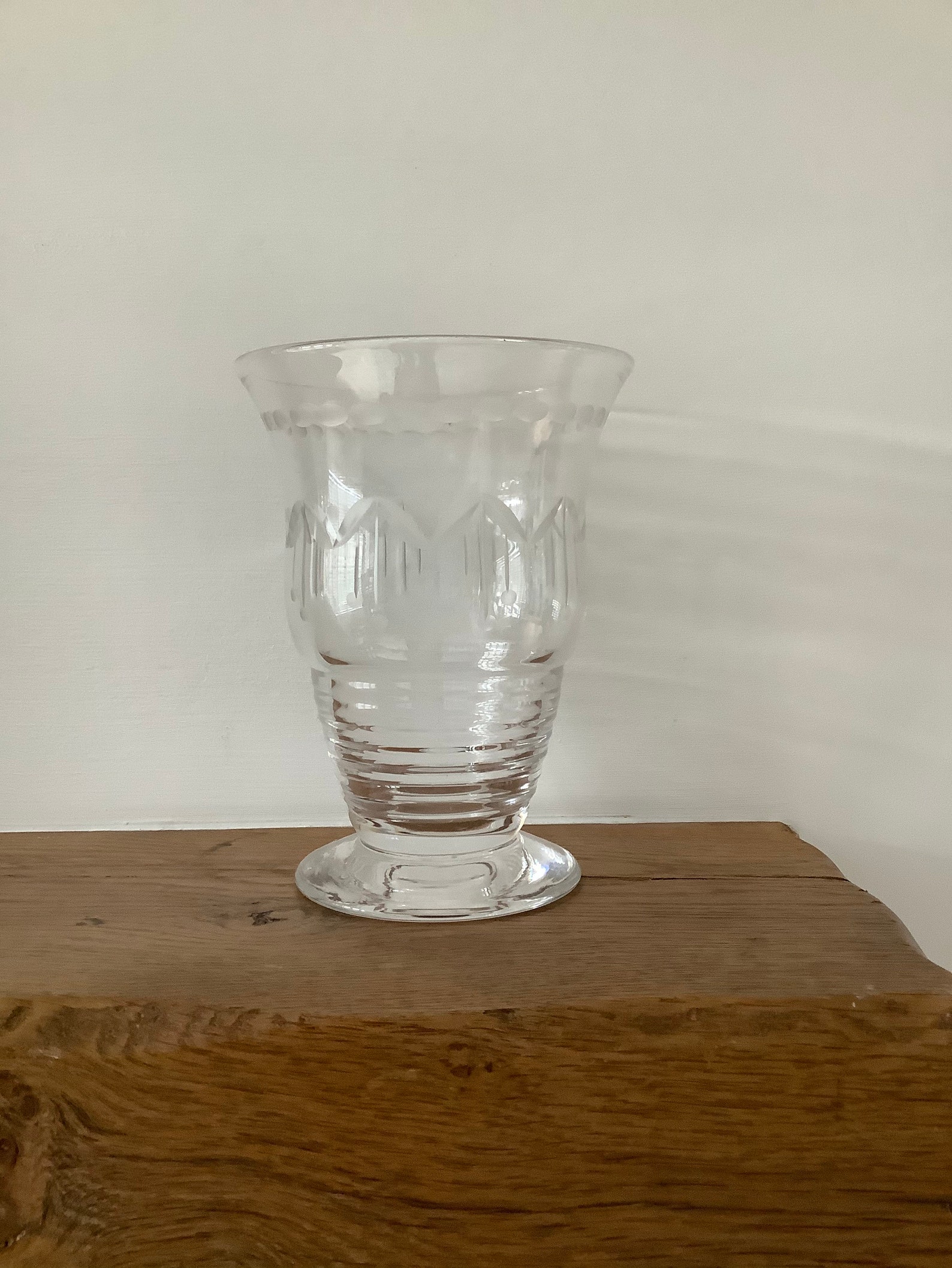 Vintage Stuart crystal cut glass candle vase or large cocktail Etsy