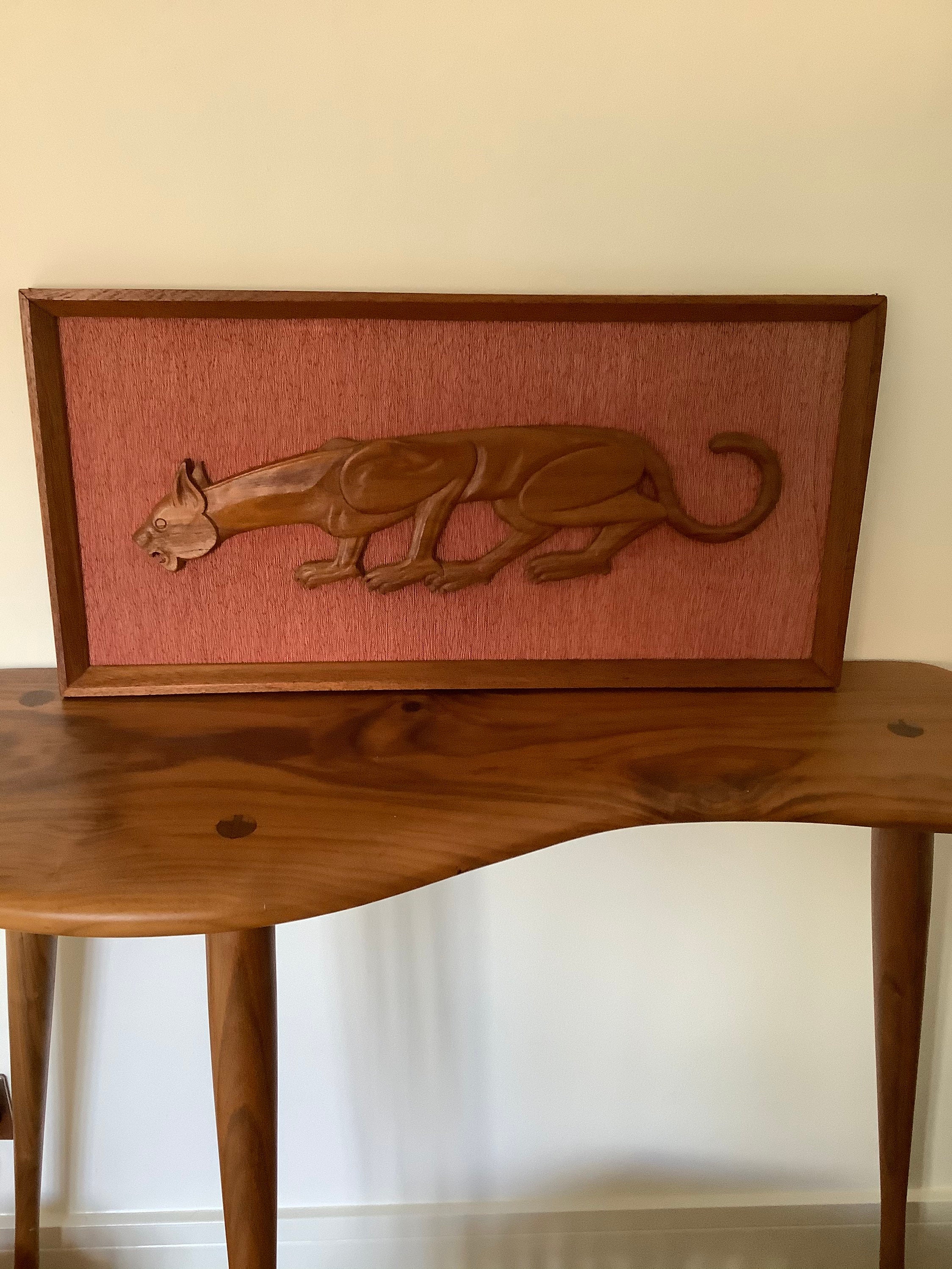 Mid century framed hand carved wooden wall art Etsy