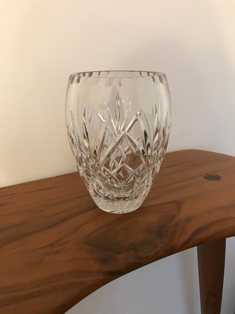 Vintage Lead Crystal Star Cut Glass Vase Etsy