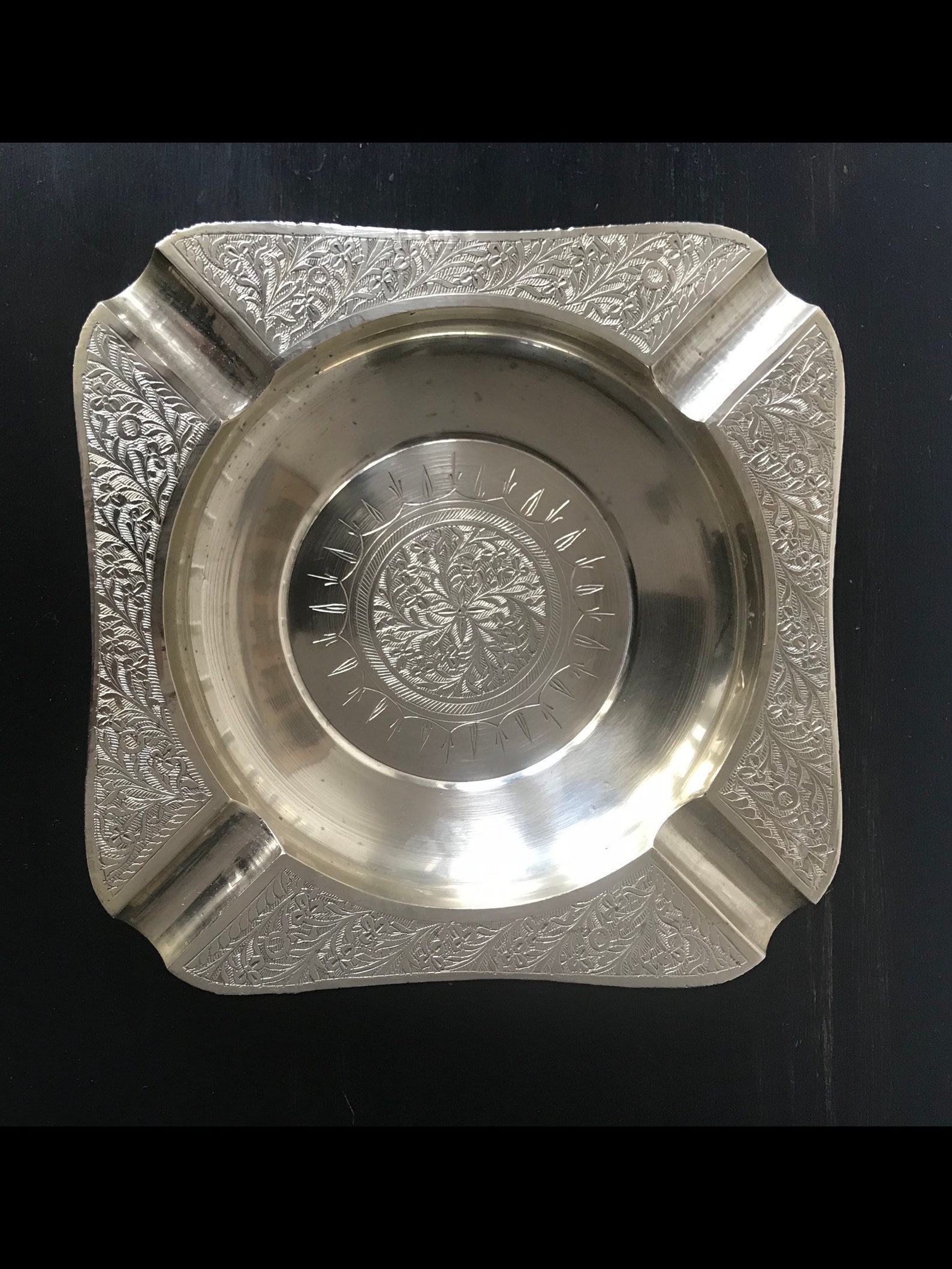 Vintage Large Indian Brass Ashtray Ornate Brass Ashtray Etsy