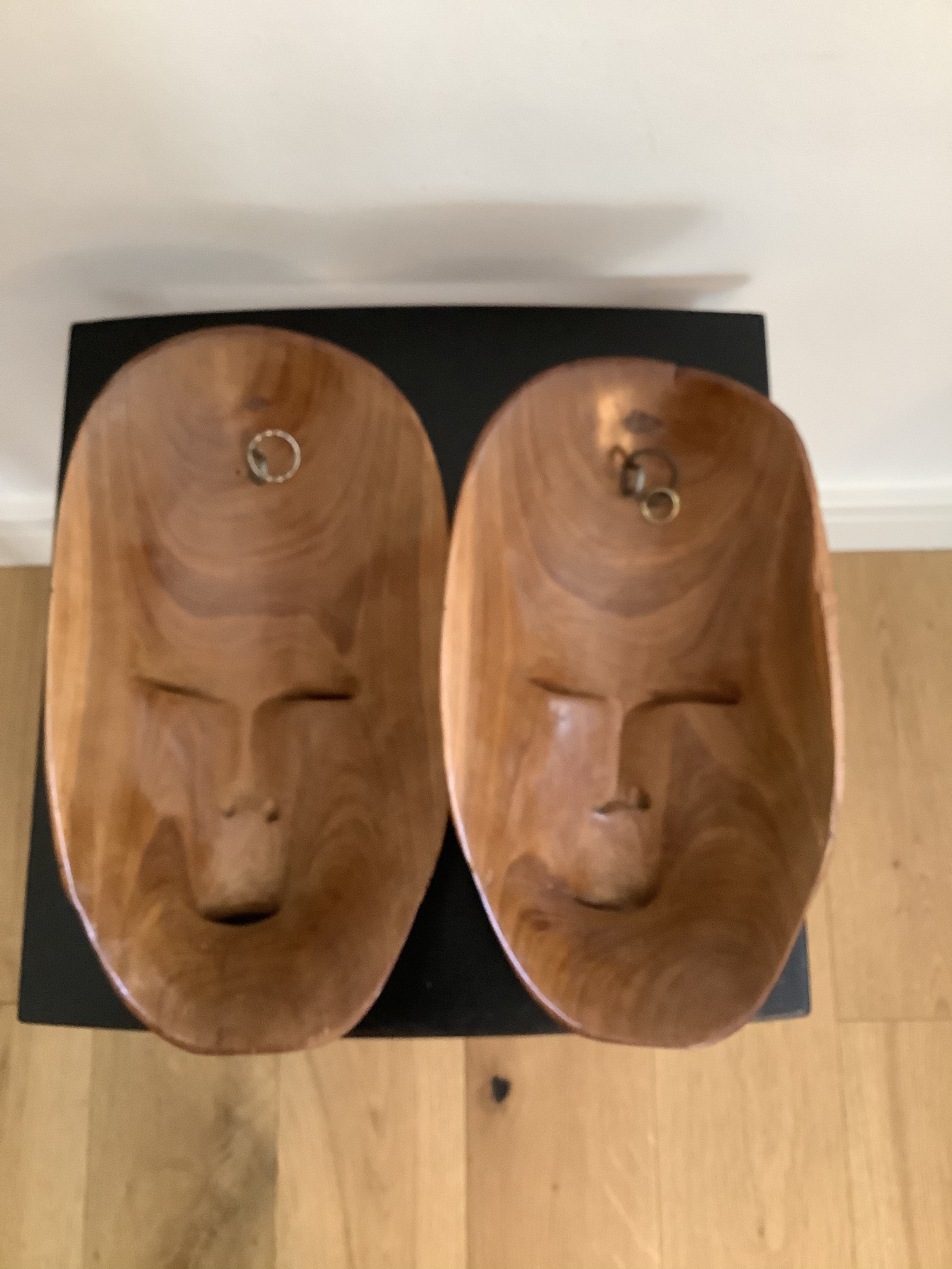 Pair of vintage hand carved wall hanging African wooden Etsy