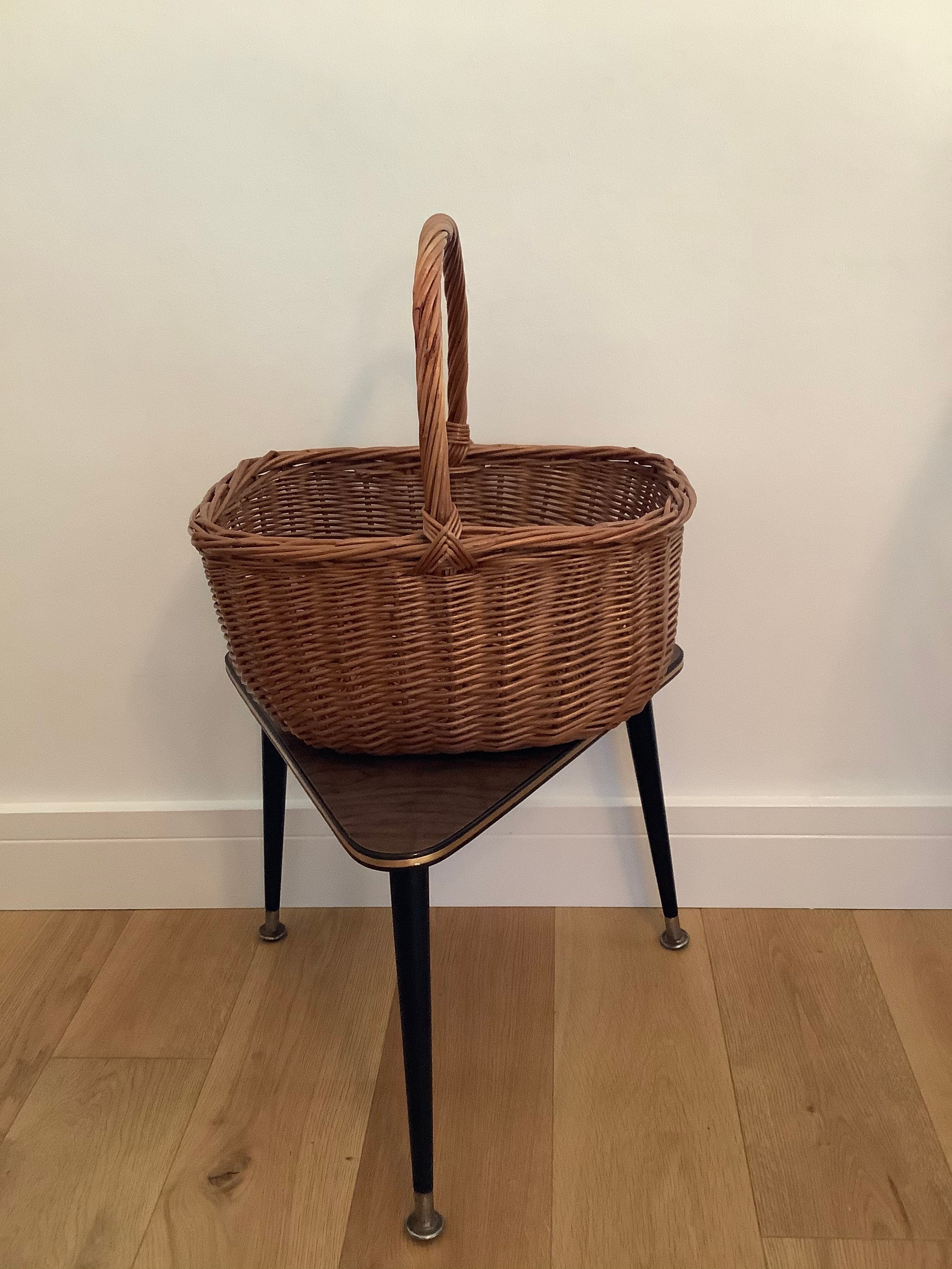 Vintage Wicker Shopping Basket With Central Handle Hand Woven Etsy