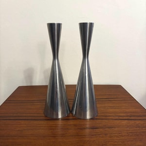 Vintage IKEA Gota Candlestick, Pair of IKEA Minimalist Metal Candle Holders, Scandinavian Design