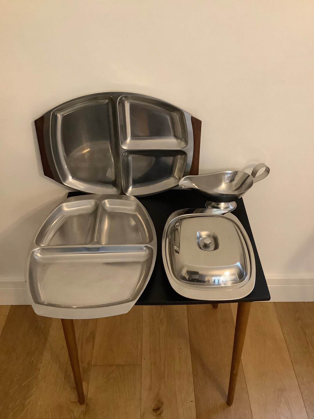 Vintage Stainless Steel Platters Serving Trays Mid Century Etsy UK