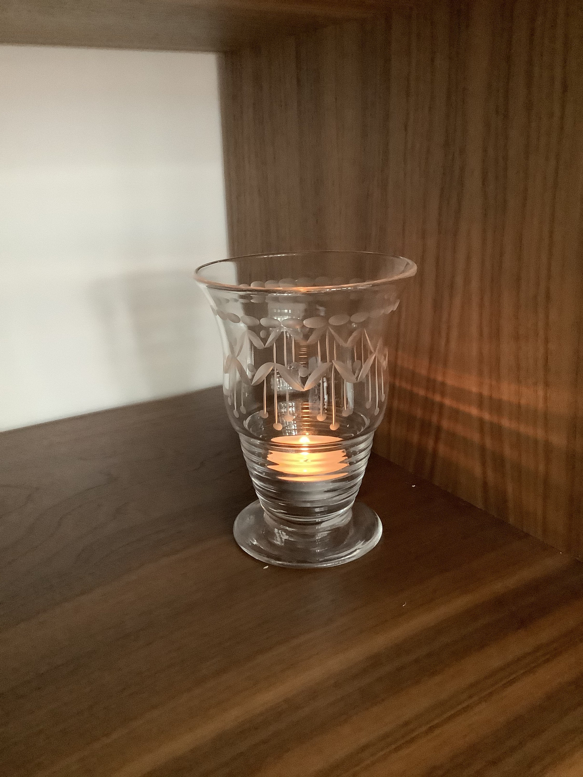 Vintage Stuart crystal cut glass candle vase or large cocktail Etsy